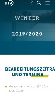 Meldung Mannschaften für Winter 19/20