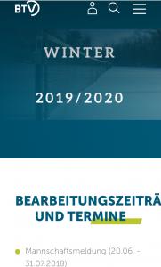 Meldung Mannschaften für Winter 19/20