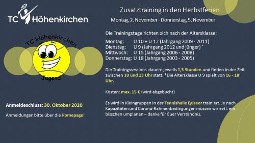 Jugend: Zusatztraining in den Herbstferien - Abgesagt!